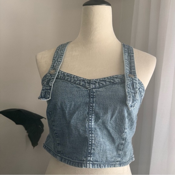 We the Free Free People We the Free Denim Strappy CropTop Tank - Picture 3 of 10